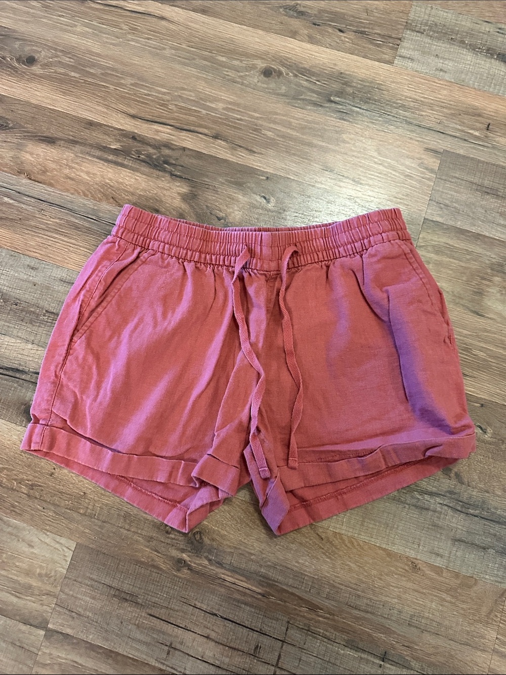 Old Navy Coral Drawstring Linen Shorts